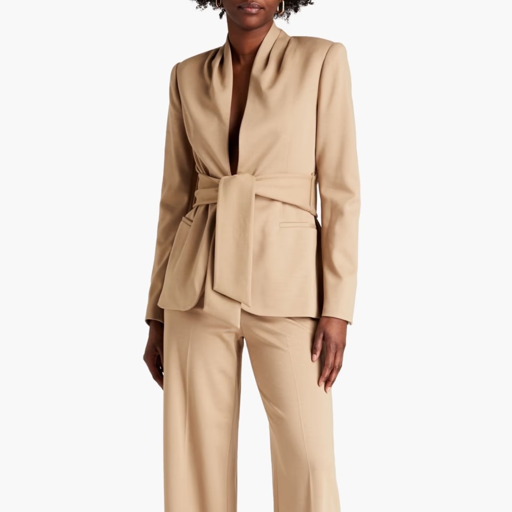 Halston Ana Knit Tie Belted Jacket Size Small